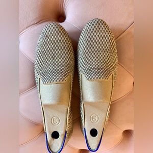 Rothy's tan iridescent-metallic flats